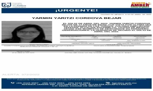 Alerta Amber: Yarmin Yaritzi fue vista por última vez en Xochimilco