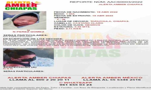 Alerta Amber: Localizan a bebé robado en Tapachula, Chiapas