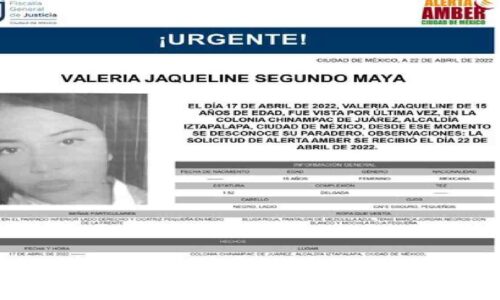 Alerta Amber: Valeria desapareció en Iztapalapa