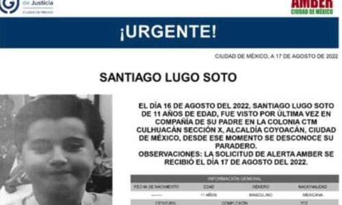 Alerta Amber: Santiago desapareció en Coyoacán