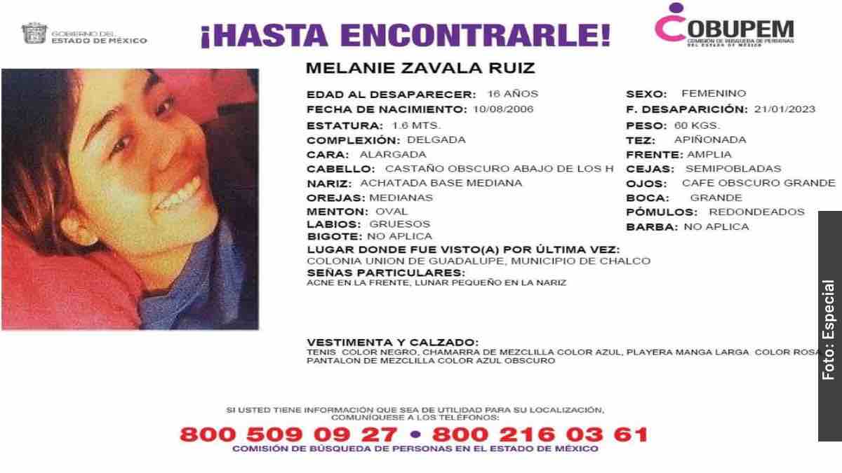 Melanie Zavala desapareció en Chalco, Estado de México