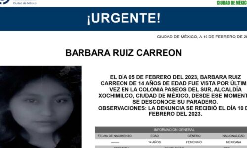 Alerta Amber: Bárbara desapareció en Xochimilco